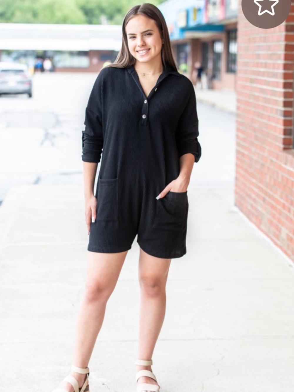 BLUMIN’ Apparel Black Ribbed Romper Size S
